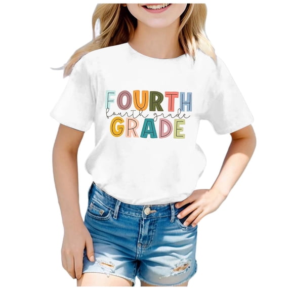 Boys & Girls 100th Day Tshirt Fashion Printed Round Neck Short Sleeved T Shirt Top Boy Girls for Kindergarten Tops Kids T Shirts 3T