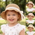 thumbnail image 1 of Boys Girls 2-6 Years Holiday Bucket Hat Boys Girls Baby Girl Straw Hat Outdoor Baby Sun Hats Summer Bowknot Cap For Infant Toddler Girls--Pink Hat, 1 of 6