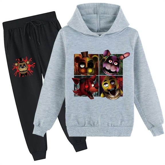 Boys Girls 2 Piece Outfits Five Nights at Freddy's Hoodie-Graphic Long Sleeve Pullover Tops and Sweatpants Set