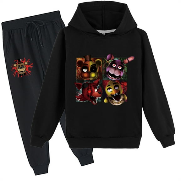 Boys Girls 2 Piece Outfits Five Nights at Freddy's Hoodie-Graphic Long Sleeve Pullover Tops and Sweatpants Set