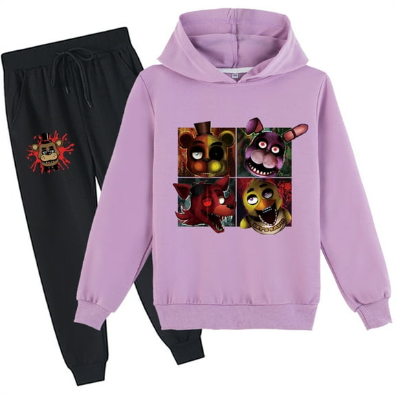 Boys Girls 2 Piece Outfits Five Nights at Freddy's Hoodie-Graphic Long Sleeve Pullover Tops and Sweatpants Set
