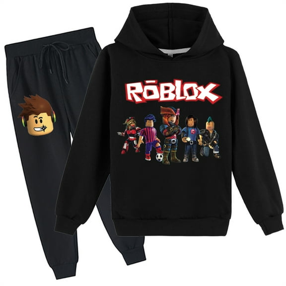 Boys Girls 2 Piece Outfits Roblox Long Sleeve Tops and Sweatpants Set-Pullover Sweatshirt Hooded Casual Tracksuit for Teen