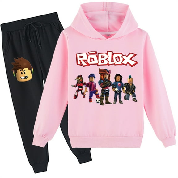 Boys Girls 2 Piece Outfits Roblox Long Sleeve Tops and Sweatpants Set-Pullover Sweatshirt Hooded Casual Tracksuit for Teen