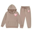thumbnail image 1 of Boys Girls 2 Piece Sweatsuit Set Kids Heart Print Hoodie Sweatshirt Sweatpants School Outfits Youth Trendy Comfy Clothes Children's Valentine's Day Hoodie Set, 1 of 9