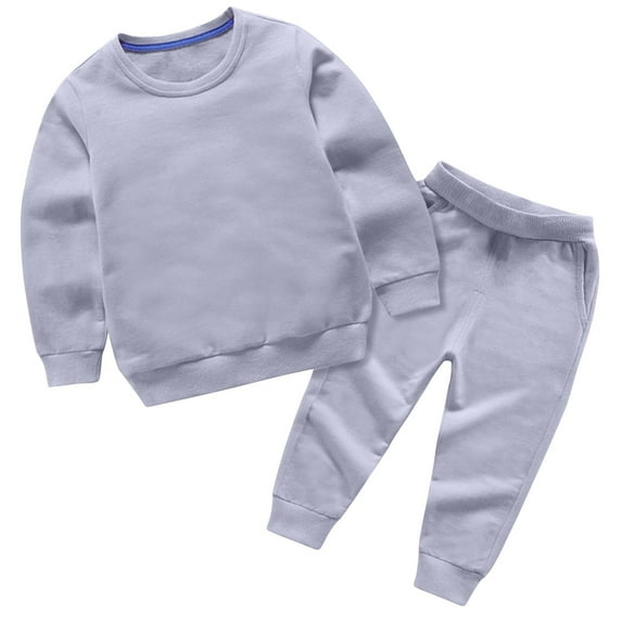 Boys Girls 2 Piece Sweatsuit Sets Kids Long Sleeve Crewneck Sweatshirt and Sweatpants Elastic Waist Jogger Pants Fall Outfits Unisex Kids 0-14T
