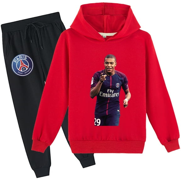 Boys Girls 2 Piece Tracksuit Outfits-Mbappé Hoodies Graphic with Jogger Pants Sweatsuit Hooded Sets