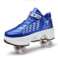 thumbnail image 1 of Boys Girls 2-in-1 Roller Skates & Sneakers Unisex Retractable Wheels Outdoor Fun & Fitness Kick Roller Shoes Children Best Gift, 1 of 12