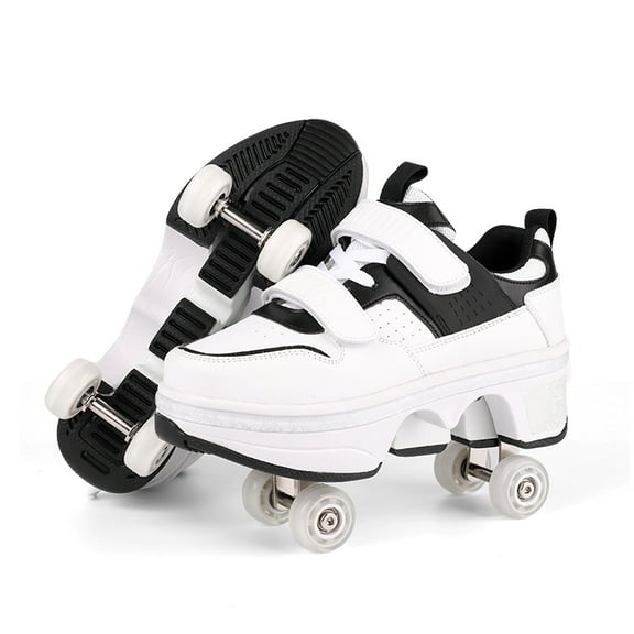 Boys Girls 2-in-1 Roller Skates & Sneakers Unisex Retractable Wheels Outdoor Fun & Fitness Kick Roller Shoes Children Best Gift