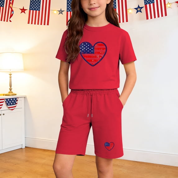 Boys & Girls 3-15Y Stylish Matching Set Loose 2026 Summer Independence ...