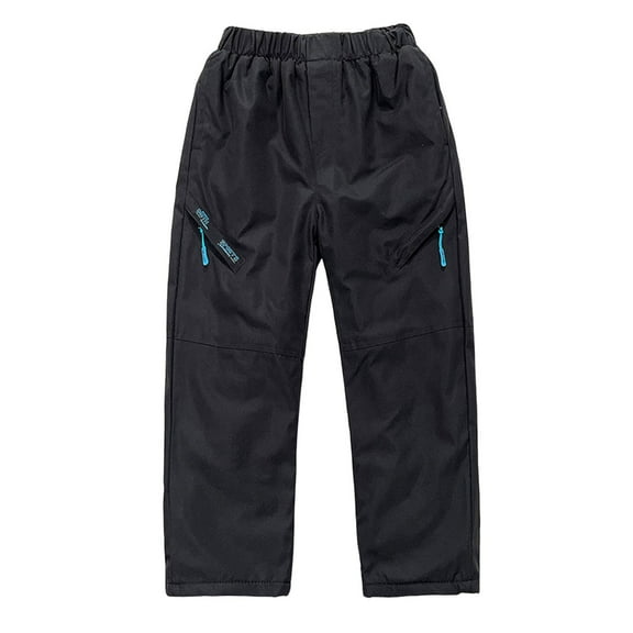 Boys Girls 3-Layer Snow Pants Waterproof Windproof Fleece Lined Ski Pants Kids Winter Hiking Pants for Kids,Color:Black,Size:10-11 Years