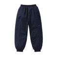 thumbnail image 1 of Boys Girls 3-Layer Snow Pants Waterproof Windproof Lined Ski Pants Kids Winter Hiking Pants for Kids,Color:Navy,Size:6-7 Years, 1 of 7