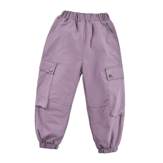 Boys Girls 3-Layer Snow Pants Waterproof Windproof Lined Ski Pants Kids Winter Hiking Pants for Kids,Color:Purple,Size:8-9 Years