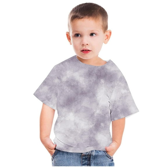 Boys Girls 3D Graphic Tie Dye T-Shirts Unisex Children's Cotton Short Sleeve Summer Tees for 3-15 Years Gray 4-5 Years