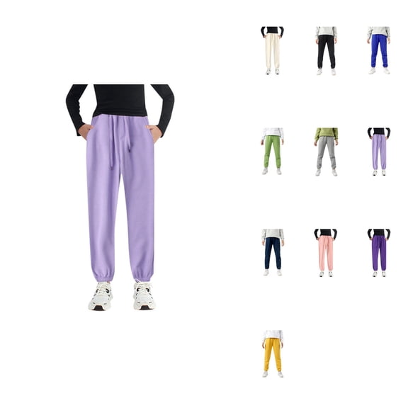 Boys Girls Active Pants Jogger Sweatpants With Pockets Kids Trousers Casual Solid Pants