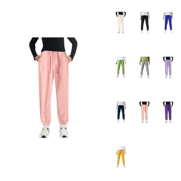 Boys Girls Active Pants Jogger Sweatpants With Pockets Kids Trousers Casual Solid Pants