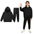 thumbnail image 1 of Boys Girls Active Sweatsuit 2 Piece Long Sleeve Black Hooded Sweatshirt and Jogger Pants Winter Clothes Clothes for Boys 6-7 Years, 1 of 4