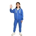 thumbnail image 1 of Boys Girls Active Sweatsuit 2 Piece Long Sleeve Blue Zip Up Hoodie Sweatshirt and Active Jogger Pants Fall Clothes Teen Girls Trendy Clothes 4-5 Years, 1 of 6