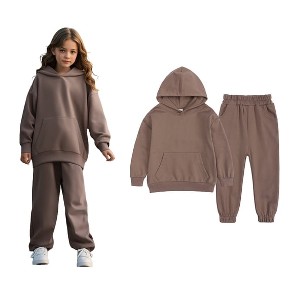 Boys Girls Active Sweatsuit 2 Piece Long Sleeve Coffee Soft Hoodie Sweatpants Fall Clothes Boys 8-9 Years Clothes Boys Girls Fashion