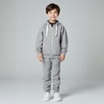 thumbnail image 1 of Boys Girls Active Sweatsuit 2 Piece Long Sleeve Full Zip Up Light Gray Hoodie Sweatshirt Leggings Pants Warm Fall Winter Clothes Boys Outfits Size 100=S Boys Girls Fashion, 1 of 6