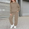 thumbnail image 1 of Boys Girls Active Sweatsuit 2 Piece Long Sleeve Khaki Sweatshirt Jogger Set Fall Winter Clothes Boys Jogger Set 7-8 Years, 1 of 3