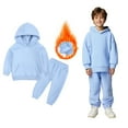 thumbnail image 1 of Boys Girls Active Sweatsuit 2 Piece Long Sleeve Light Blue Pullover Hoodie Sweatshirt and Active Jogger Pants Fall Winter Clothes Boys Active Tracksuit Set4-5 Years Boys Girls Fashion, 1 of 3