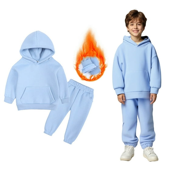 Boys Girls Active Sweatsuit 2 Piece Long Sleeve Light Blue Pullover Hoodie Sweatshirt and Active Jogger Pants Fall Winter Clothes Boys Active Tracksuit Set4-5 Years Boys Girls Fashion