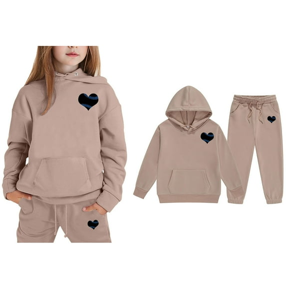 Boys Girls Active Sweatsuit 2 Piece Long Sleeve Printed Hooded Sweatshirt Sweatpants Set Fall Clothes Toddler Boy Clothes 10-11 Years Boys Girls Fashion