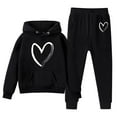thumbnail image 1 of Boys Girls Active Sweatsuit,2 Piece Long Sleeve Printed Tracksuit Hoodie Jogging Pants Fall Winter Clothes Teen Girls Clothes 11-12 Years, 1 of 3