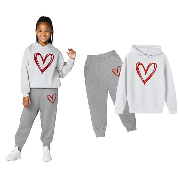 Boys Girls Active Sweatsuit 2 Piece Long Sleeve Printed Tracksuit Pullover Hoodie Leggings Pants Fall Clothes Tracksuit Jogging Outfits Set 12-13 Years Boys Girls Fashion