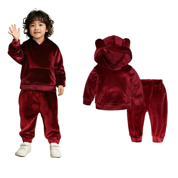 Boys Girls Active Sweatsuit 2 Piece Long Sleeve Red Sweatshirt and Active Jogger Pants Fall Clothes Little Boy Clothes Boys Girls Fashion