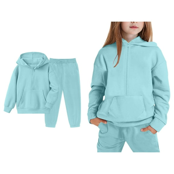 Boys Girls Active Sweatsuit 2 Piece Long Sleeve Zip Up Hoodie Jogging Pants Winter Clothes 7-8 Years Boy Clothes