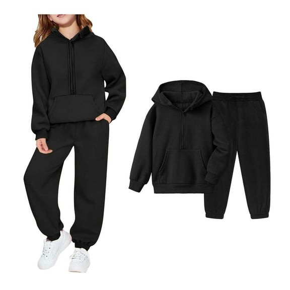 Boys Girls Active Sweatsuit 2 Piece Long Sleeve Zip Up Tracksuit Hoodie Jogger Set Fall Clothes Size 13-14 Years Girls Clothes