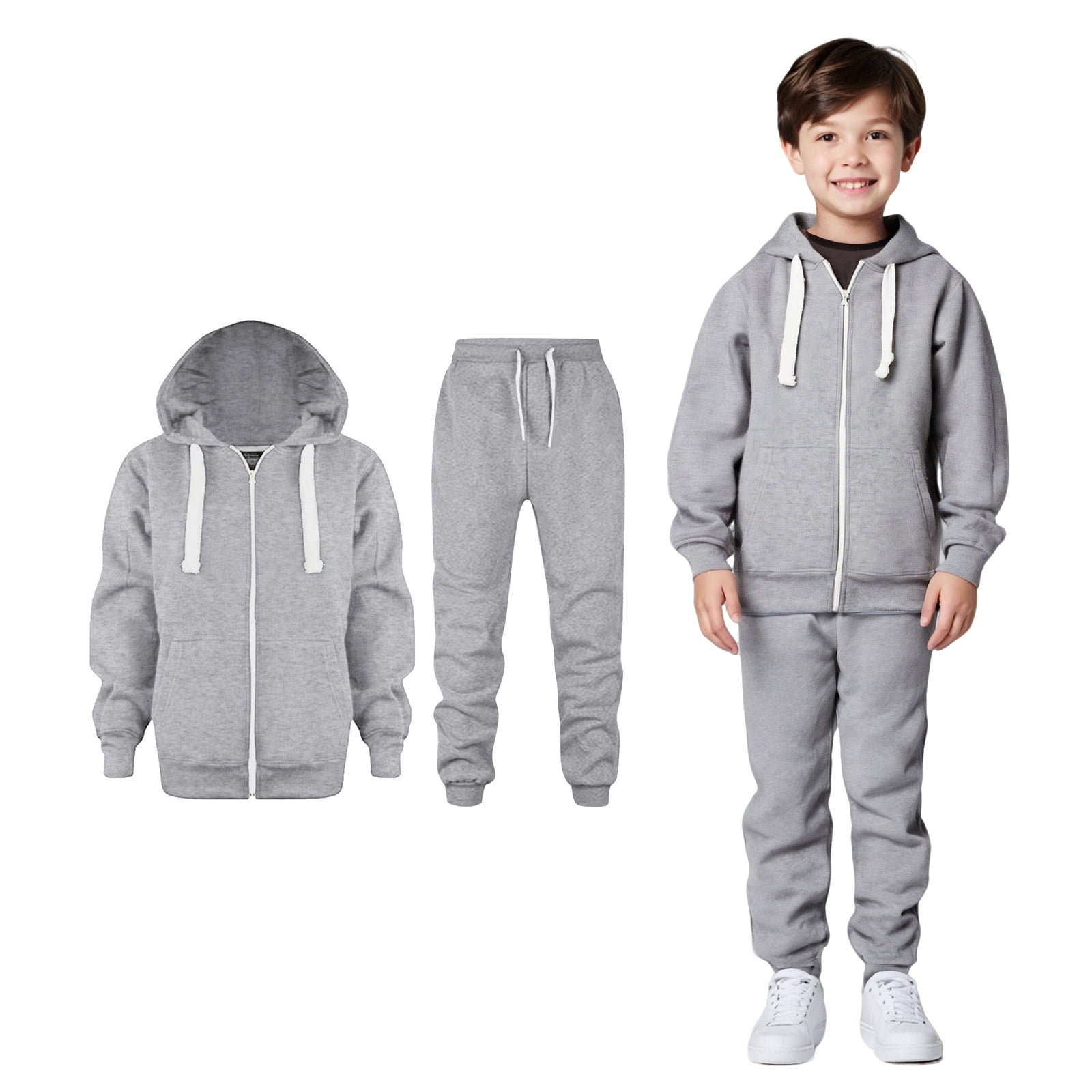 Boys Girls Active Sweatsuit,2PC Long Sleeve Basic Hoodie Jogging Pants ...