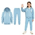 thumbnail image 1 of Boys Girls Active Sweatsuit 2PC Long Sleeve Blue Zip Up Hoodie and Jogger Sweatpants Winter Clothes Boys Athletic Sets 6-7 Years, 1 of 6