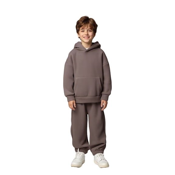 Boys Girls Active Sweatsuit 2PC Long Sleeve Coffee Hoodie Sweatshirt and Jogger Sweatpants Fall Winter Clothes Boys Sets1-2 Years Boys Girls Fashion