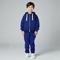 thumbnail image 1 of Boys Girls Active Sweatsuit 2PC Long Sleeve Full Zip Up Blue Tracksuit Pullover Hoodie and Sweatpants Fall Clothes 3-4 Years Old Girl Clothes Boys Girls Fashion, 1 of 6