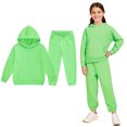 thumbnail image 1 of Boys Girls Active Sweatsuit 2PC Long Sleeve Green Pullover Hoodie Sweatpants Joggers Set Winter Clothes Clothes for 8-9 Years Old Girls, 1 of 4