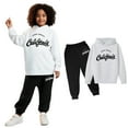 thumbnail image 1 of Boys Girls Active Sweatsuit 2PC Long Sleeve Letter Print Hoodie Jogger Set Winter Clothes Clothes for Teen Girls 7-8 Years Trendy Boys Girls Fashion, 1 of 3