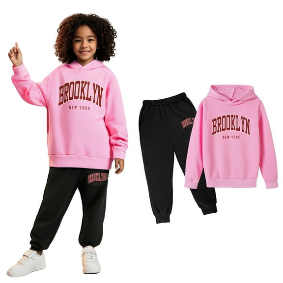 Boys Girls Active Sweatsuit 2PC Long Sleeve Letter Print Tracksuit Hoodie and Jogger Sweatpants Fall Clothes Size 3-4 Years Boys Clothes Boys Girls Fashion