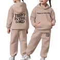 thumbnail image 1 of Boys Girls Active Sweatsuit,2PC Long Sleeve Letter Printed Tracksuit Hoodie Jogger Set Fall Winter Clothes Tween Clothes 8-9 Years, 1 of 7