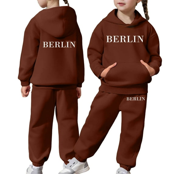 Boys Girls Active Sweatsuit,2PC Long Sleeve Letter Printed Tracksuit Hoodie Jogging Pants Fall Clothes Girls Clothes Size 3-4 Years