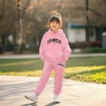 thumbnail image 1 of Boys Girls Active Sweatsuit 2PC Long Sleeve Letter Printing Pink Hoodie Sweatshirt and Jogger Sweatpants Warm Fall Winter Clothes 2T Old Girl Clothes, 1 of 5
