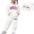 thumbnail image 1 of Boys Girls Active Sweatsuit 2PC Long Sleeve Letter Printing White Hooded Sweatsuits Pullover and Jogger Sweatpants Fall Clothes Boy Clothes 2T, 1 of 7
