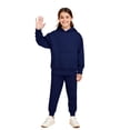 thumbnail image 1 of Boys Girls Active Sweatsuit 2PC Long Sleeve Navy Sweatshirt Leggings Pants Fall Clothes Little Boy Clothes 6-7 Years, 1 of 4