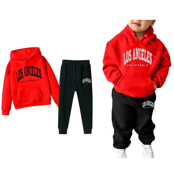 Boys Girls Active Sweatsuit 2PC Long Sleeve Printed Hoodie Leggings Pants Winter Clothes Boys Athletic Sets 6-7 Years Boys Girls Fashion
