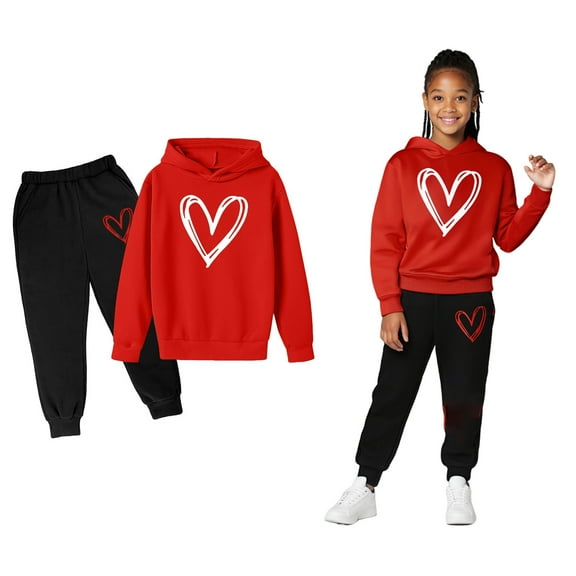 Boys Girls Active Sweatsuit 2PC Long Sleeve Printed Pullover Hoodie Sweatshirt and Sweatpants Winter Clothes Boys' Tracksuits 12-13 Years Boys Girls Fashion