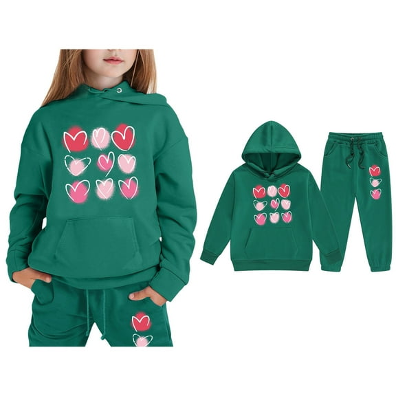Boys Girls Active Sweatsuit 2PC Long Sleeve Printed Soft Hoodie Sweatpants Fall Winter Clothes Size 8-9 Years Boys Clothes Boys Girls Fashion
