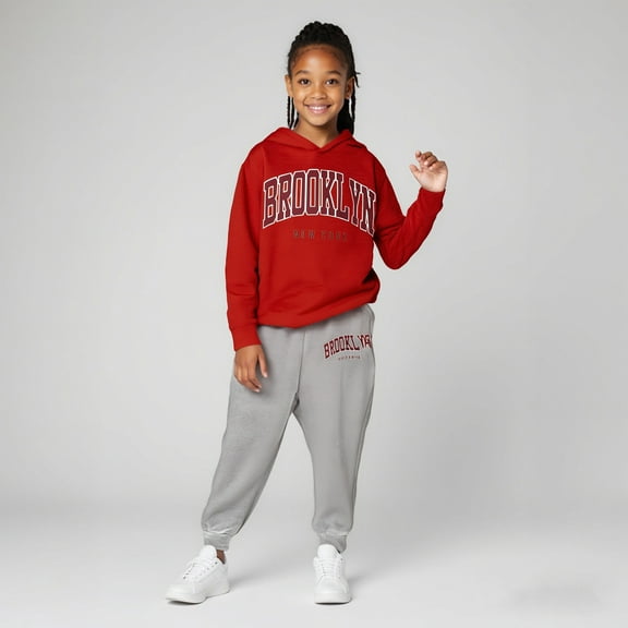 Boys Girls Active Sweatsuit 2PC Long Sleeve Printed Sweatshirt Sweatpants Set Winter Clothes Kids Clothes Boys Size 3-4 Years Boys Girls Fashion