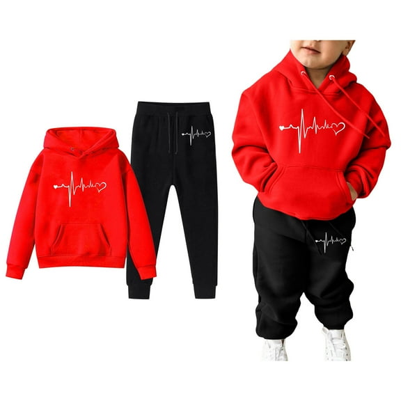 Boys Girls Active Sweatsuit 2PC Long Sleeve Printed Sweatshirt and Jogger Sweatpants Winter Clothes Girls Clothes Size 8-10 Years Boys Girls Fashion