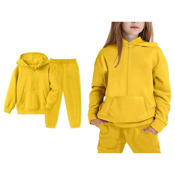 Boys Girls Active Sweatsuit 2PC Long Sleeve Zip Up Basic Hoodie and Active Jogger Pants Winter Clothes Boy Clothes 9-10 Years